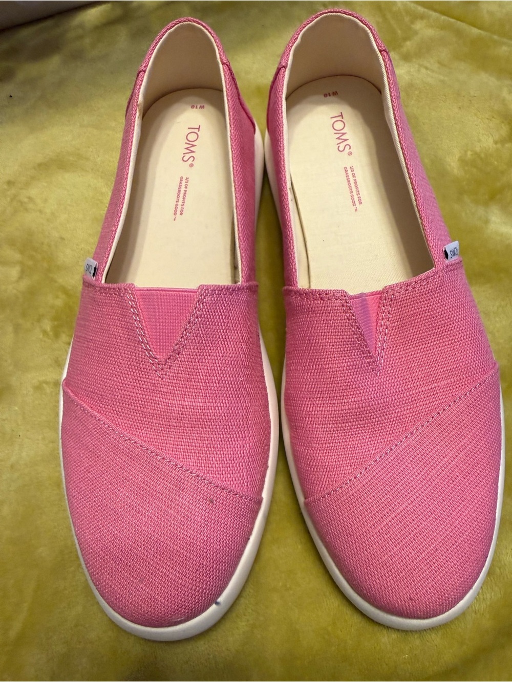 Toms Pink Canvas Slip-On Moccasins